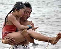 Girl swims two miles with bound limbs