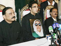 Bilawal and Asif zardari in a pressmeet