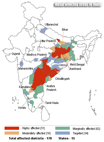 naxal affected places in india 