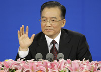 Chinese Premier Wen Jiabao speaks to media at a press conference. 