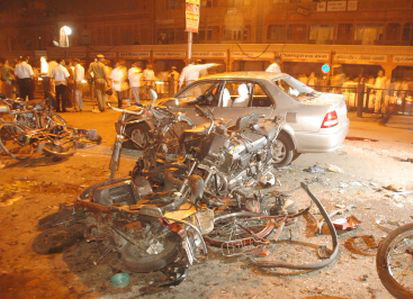 The scene near the blast site at the Hanuman Mandir in Chandpole 