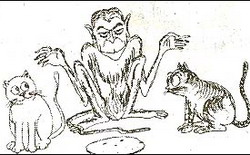 Textbook caricatures VS as a monkey