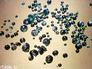 Lunar volcanic glasses, such these gathered by the Apollo 15 mission, were found to contain trace amounts of water.