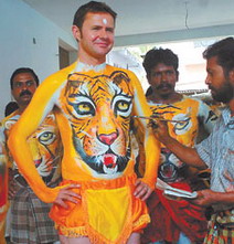 Stephen Gates painted as a tiger 