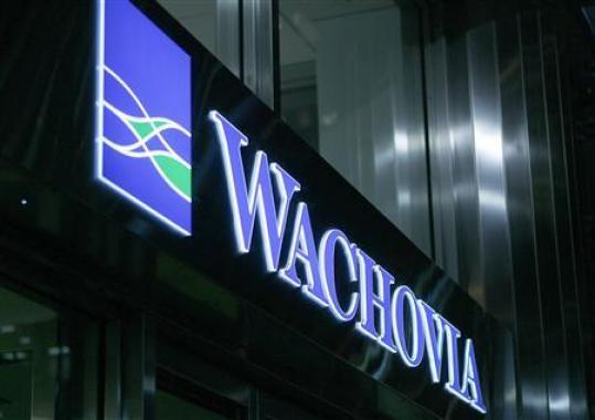 Wachovia signs can be seen in front of a bank branch in New York, September 24, 2008.