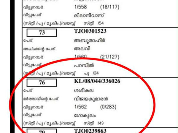 വോട്ടര് പട്ടികയില്
