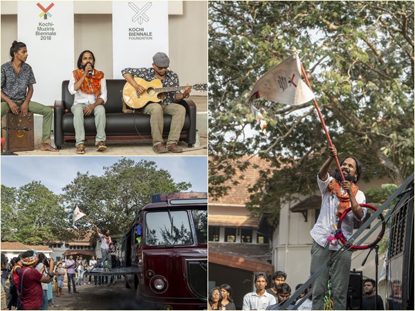 കലയുടെ വിത്തുകള്‍ പാകി ഊരാളി പ്രളയ എക്സ്പ്രസ് യാത്ര; പത്തു പേരടങ്ങുന്ന സംഘത്തിന്‍റെ യാത്ര ഫോര്‍ട്ട് കൊച്ചി ആസ്പിന്‍വാള്‍ ഹൗസില്‍ നിന്നും ആരംഭിച്ചു!