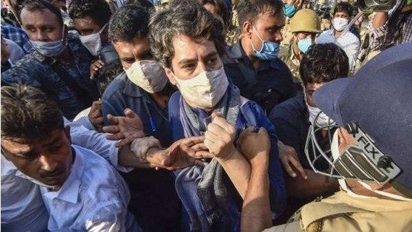 പ്രിയങ്കയുടെ വസ്ത്രത്തില് പിടിച്ച് പോലീസ്